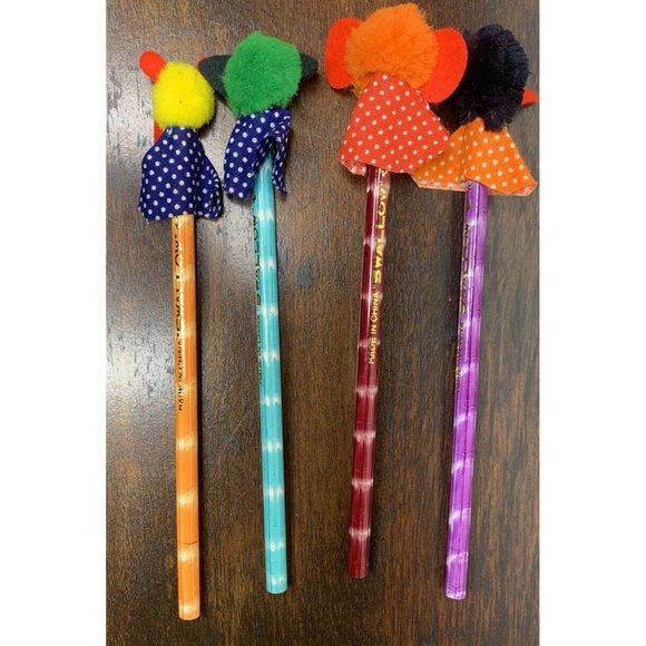 Vintage Pencils w/Toppers lot of 11 Russ Three Star Swallow Troll Animals NEW - Picture 13 of 14